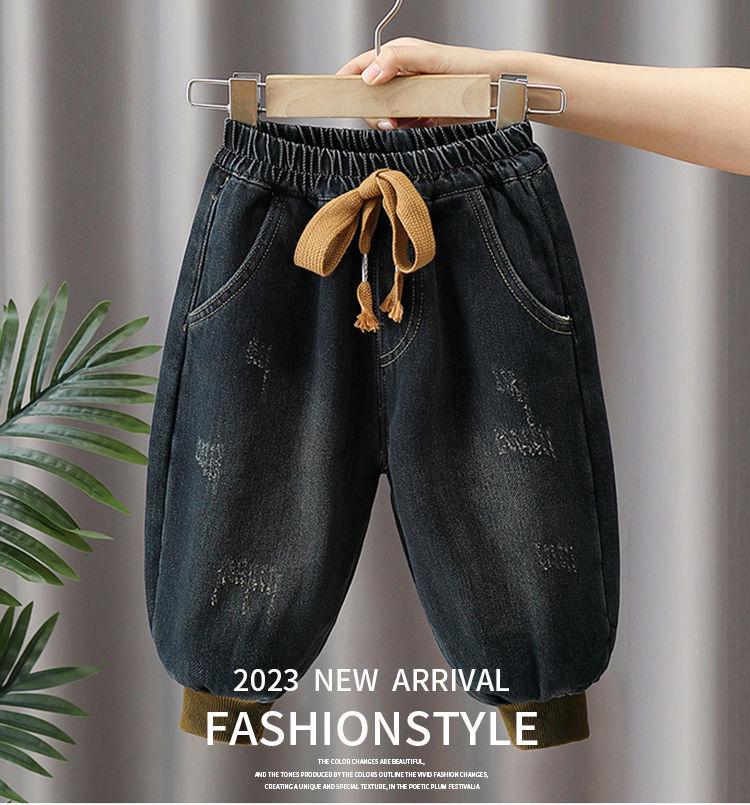 Boys' Fleece-Lined Jeans: Cozy Autumn/Winter Casual Pants for Kids