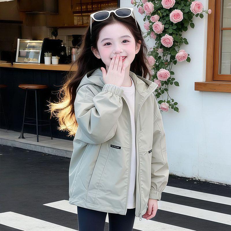 2026 Girls' Spring & Autumn Windbreaker Raincoat - Casual Loose Jacket Sportswear Top