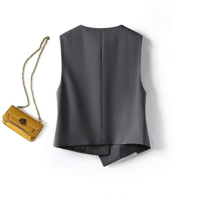 Vestă Costum Neregulată Femei Fără Mâneci Primăvară Toamnă Stratificare Birou Profesional Smart Veston