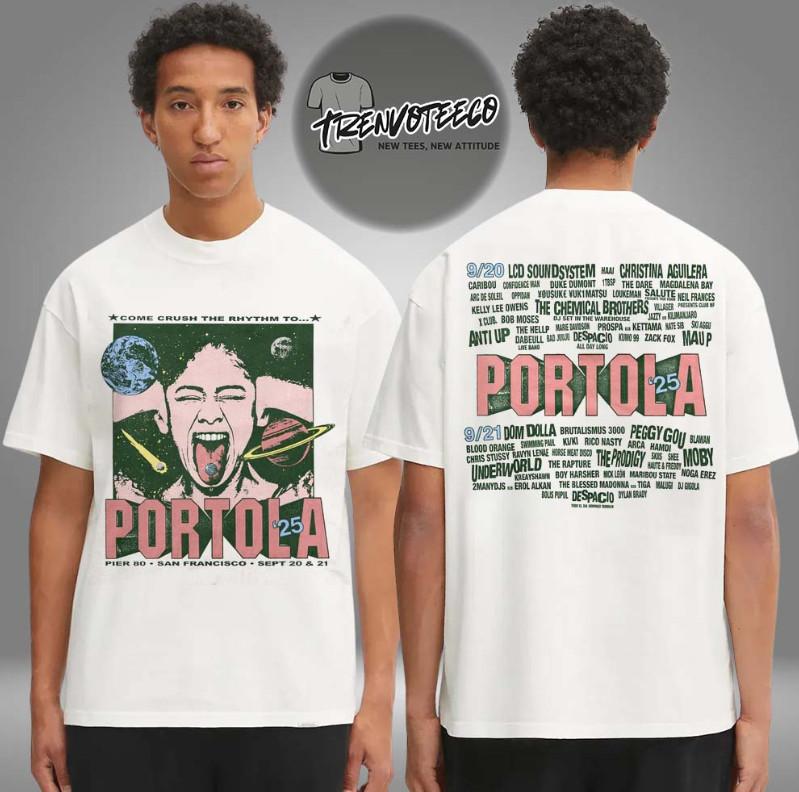 Portola Music Festival Crush The Rhythm Lineup Two Sided Unisex T-Shirt Unisex T-Shirt L