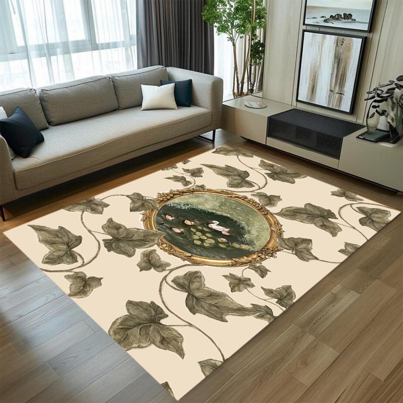 

Dark Academia Swan Area Rug Soft Non-Slip Washable Carpet Retro Floral Floor Mat Doormat for Entryway Living Room Bedroom 40x60cm