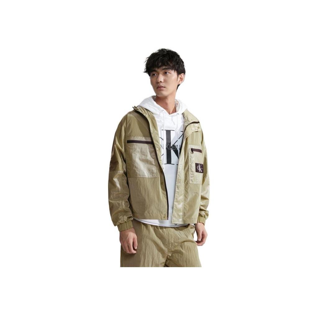 Calvin Klein Logo Patch Zip-Up Hooded Jacket Men Jackets Grass-Green J324663-LIX