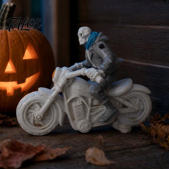 Skeleton Motorcycle Ornament Halloween Ornament, Resin Figurines, Durable Matte Finish Figure Collectible Statue, for Boy Desktops E-Sports Rooms Bars