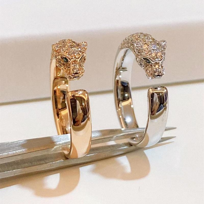 Inele Leopard Elegant placat cu Aur Roz 18K cu Diamante – Design Vintage pentru Cupluri, Stil Deschis pentru Bărbați și Femei.