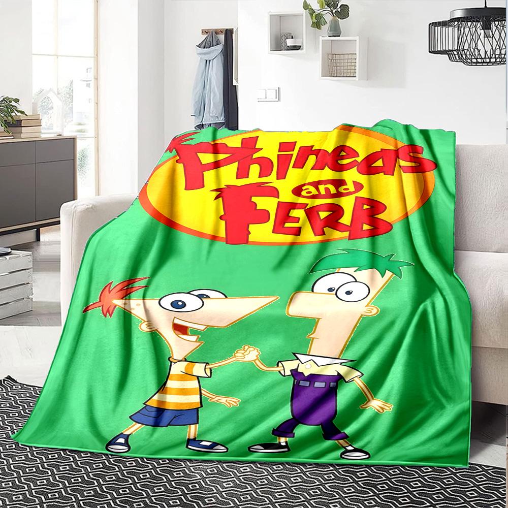 1pc Phineas and Ferb1 Blanket, Gift, for Men and Women, Soft Blanket, Good for Sofa Bed Couch Travel, Lightweight Flannel Blanket