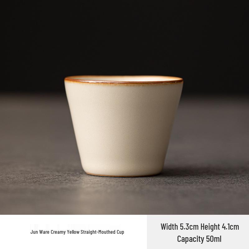 Beige Ru Kiln Ceramic Arhat Tea Cup - Personal Use, Gongfu Tea Tasting Cup for Home.