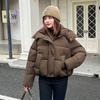 Women's Hooded Short Warm Jacket with Large Pocket