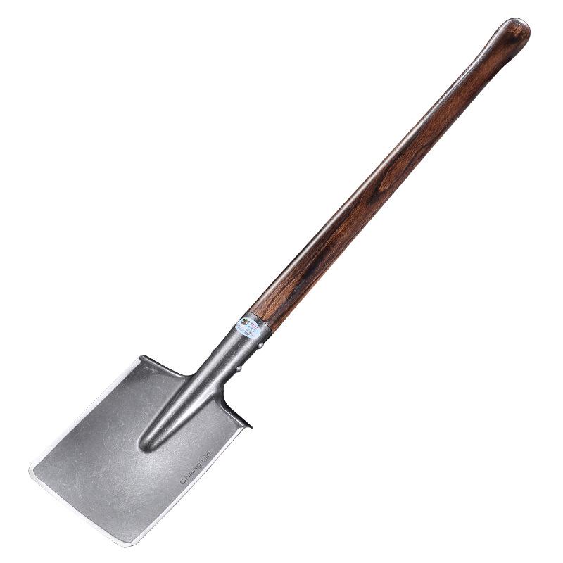 6B Multi-functional Entrenching Tool: Manganese Steel Large Combat Shovel with Wooden Handle, Vehicle-Mounted, Portable for Fishing and Outdoor Use.
