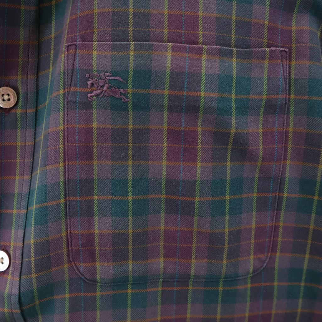 Burberrys 90s Old Check Pattern Long Sleeve Shirt L Purple Men's Used