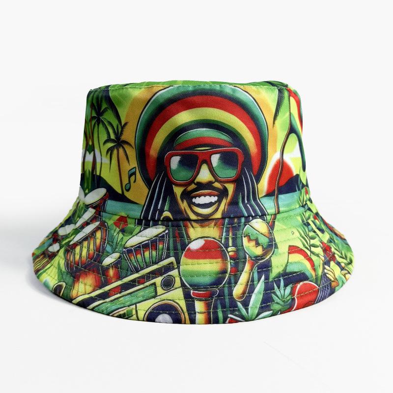 Hot-selling double-sided wearing ethnic style printed bucket hat men's and women's outdoor sun protection visor hip-hop trend basin hat