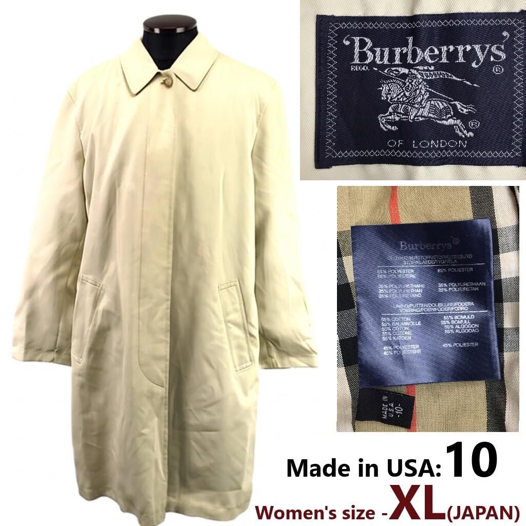 

USA 80s-90s Vintage Burberrys Stand Collar Coat Beige XL Women(USED)