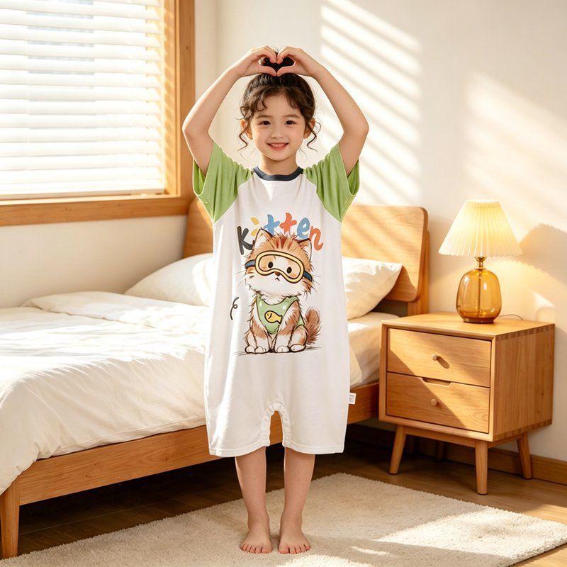 Kids Summer Cartoon Cotton Short-Sleeve Pajamas Size 150 for 140-150cm