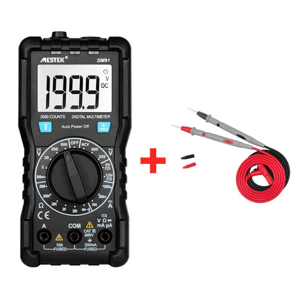 NCV Digital Multimeter 2000 Counts AC/DC Voltage Multimeters Flash Light Large Screen DM91 Multimetro tester