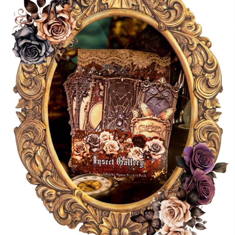 20Pieces Aesthetic Goth Embossed Sticker Scrapbooking Sticker for Journal Notebook Water Bottle Photo Album Phone Case