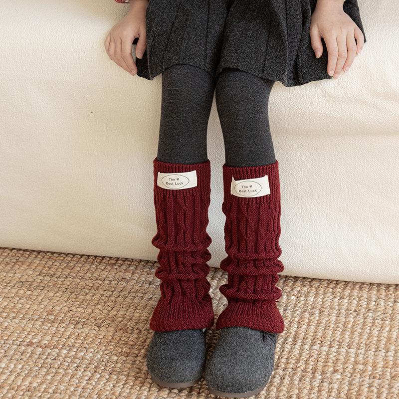Girls' Festive Red Leg Warmers - Thick & Warm for Autumn/Winter