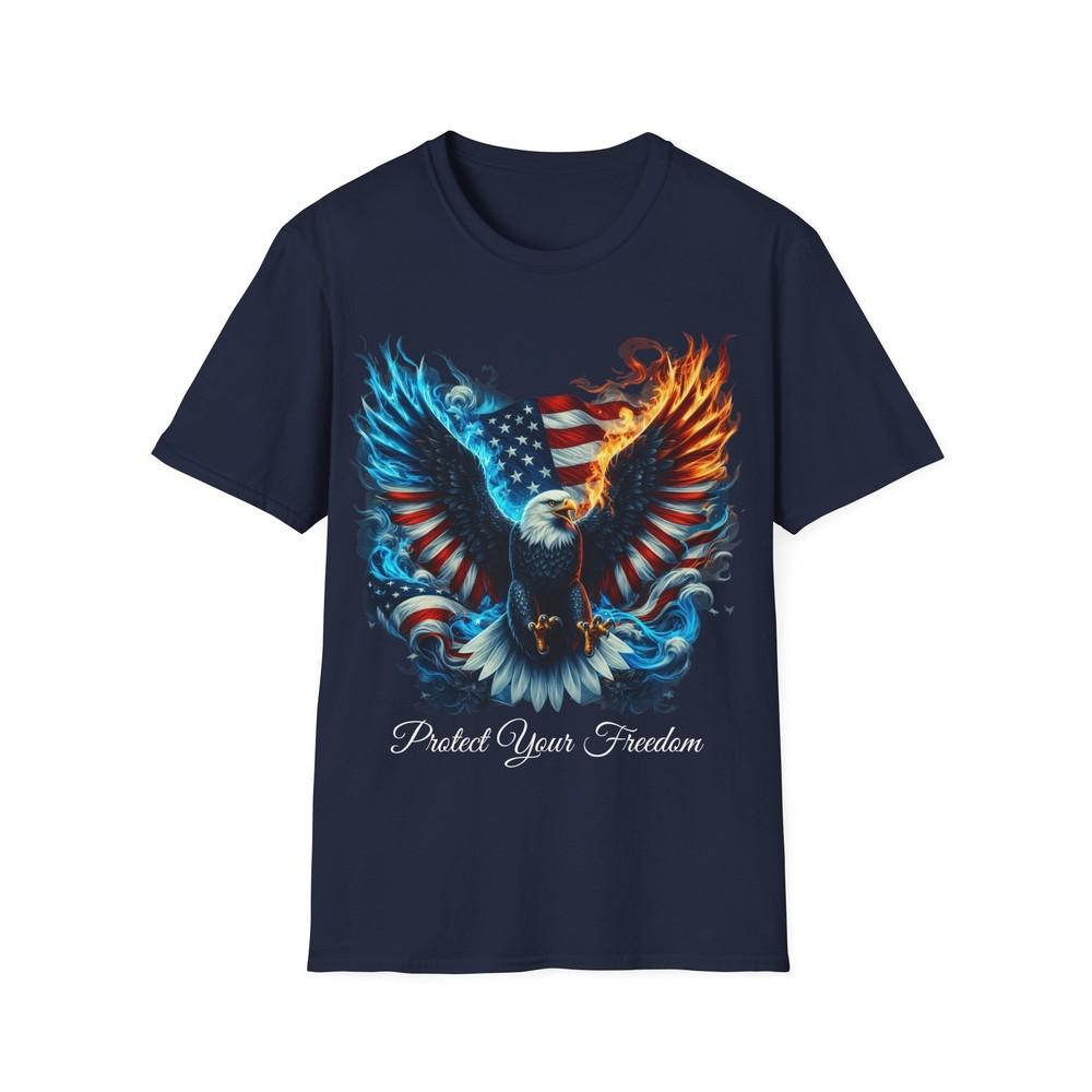 Unisex Soft Cotton T-Shirt. Patriotic shirt, eagle with US flag Unisex T-Shirt M