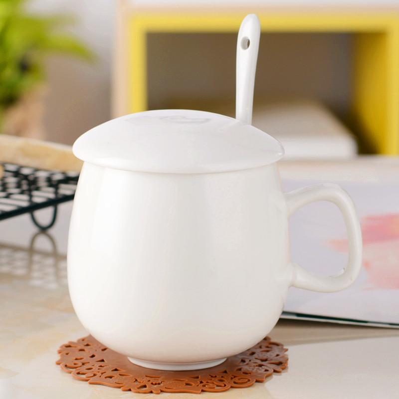 300ML Ceramic Mug with Lid & Spoon: Creative Coffee, Milk, or Tea Cup In Gift Box