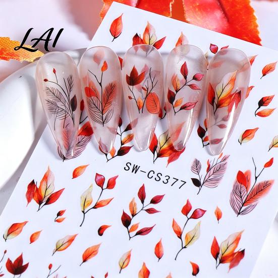 Fall Manicure Decorations Autumn Leaf Nail Art Stickers Waterproof Maple Leaves Sticker Decals Self-Adhesive Stickers for Women and Girls