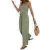 European and American summer texture neck V-neck jumpsuit, waist lace-up wide-leg pants, holiday style leisure