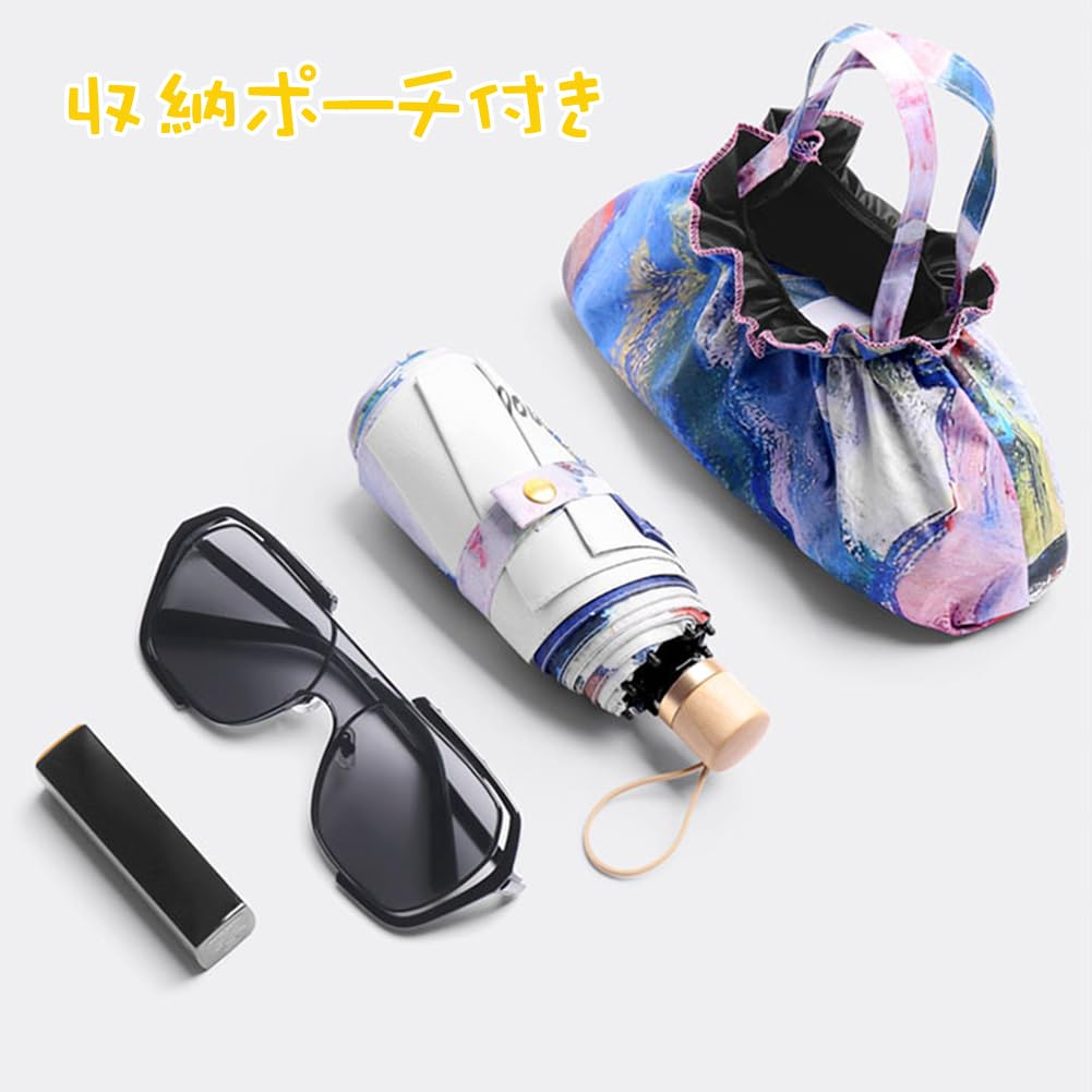 Floral 6 Folding Sun Folding Sun and Rain UV Heat Water Manual Opening and Comes with Storage Present "Cute Pattern, Ribs" Umbrella, 230g, Umbrella,