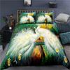 White Gold Peacock Luxurious Duvet Cover Floral Chinese Style Peacock Feather Quilt Cover Polyester for Bedroom Decoration Women