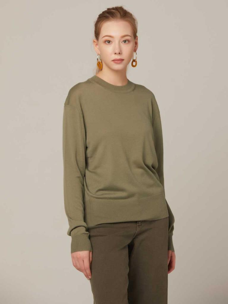 AYIHOLIC CASHMERE High Gauge Round Neck Long Sleeve Knit