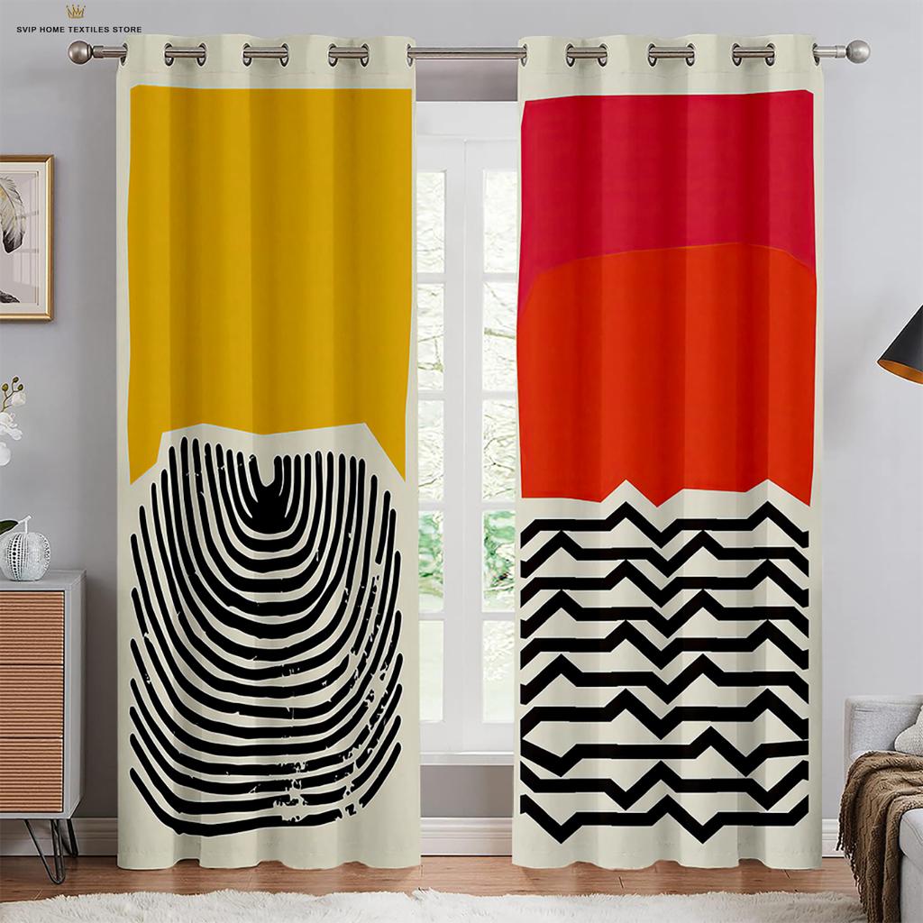 Modern Picture Art Round Texture Curtains, 2 Panels, Minimalist Style, Home, Living Room, Bedroom, Balcony, Kids Room Decor