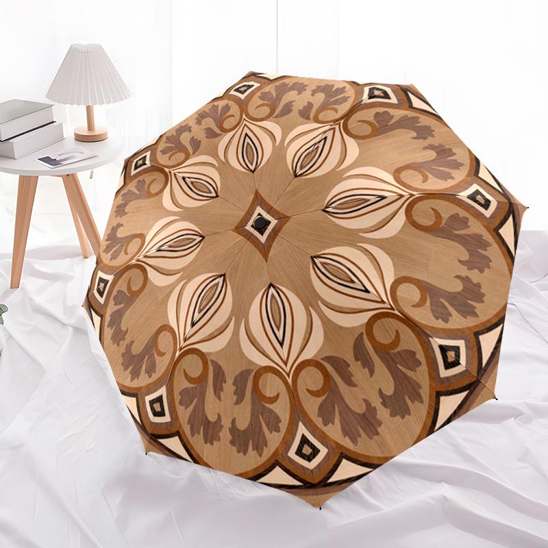 

1pc Floral Print Automatic Foldable Umbrella with Durable Iron Frame & Plastic Handle - 8-Rib Design, Vibrant Brown/Beige/Blac (as the picture,iron&8K)
