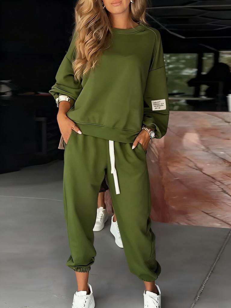 2025 New Women's Cross-border Women's Amazon eBay Casual Sports Sweater Pants Leggings Casual Pants Two-piece Set