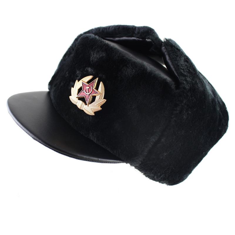 PU leather northeast hat waterproof men's and women's ski caps thickened ear protectors Russian thermal caps