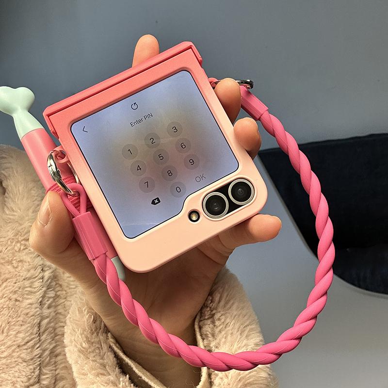 Etui zflip7 etui flip6 urocze etui ze stylusem etui flip do Samsung Galaxy Z Flip6 zflip7 urocze funda z silikonowym paskiem na rękę