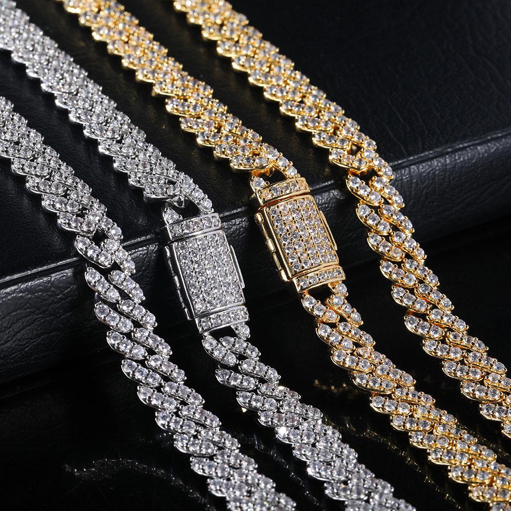 8mm Hip Hop Jewelry Diamond Iced Out Silver Thick Cuban Link Chains for Girl Cuban Necklaces Women