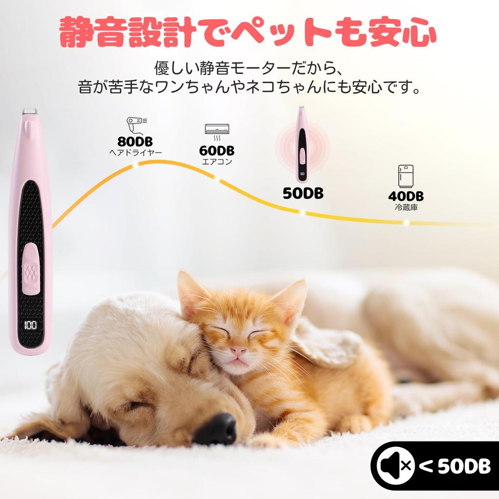 Pateker Pet Clippers Supervised by Veterinarian Chisato Matsumoto Dog Cat Clippers LED Display Light For Behind and Butt Areas For Small and Dogs Home