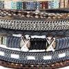 Geflochtenes Armband Mehrschichtig Bohemian Kunstlederseil mit quadratischen Steinen Perlen Boho Handgelenkzubehör