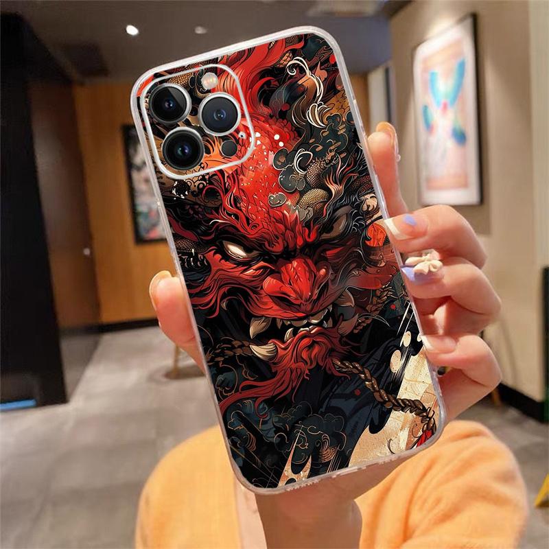 Japanese Oni Mask Devil Art Phone Case Carcasa Funda For iPhone 17 Pro Max Air 17 16 15 14 13 Pro Max 15 16 Pro 15Plus