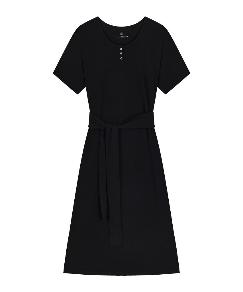 Siyajyu Sia8042 Relaxed Jersey Wrap Dress_Black