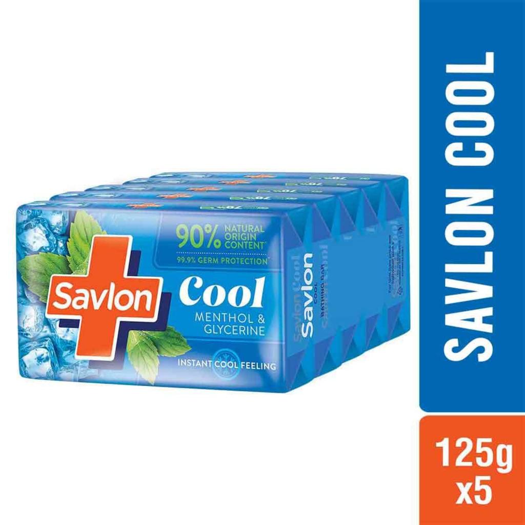 Savlon Cool Soap Combo Pack With Menthol And Glycerin 120gx5 For Refreshing Hydration And Everyday Bathing Protection Suitable For All Skin Types