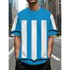 Fashionable and minimalist men's T-shirt with striped printed short sleeved shirt, oversized top for summer