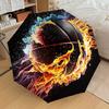 1pc Flaming Basketball Artwork Umbrella with Plastic Handle,Suitable for All Seasons Home Travel Outdoor UmbrellaDD083