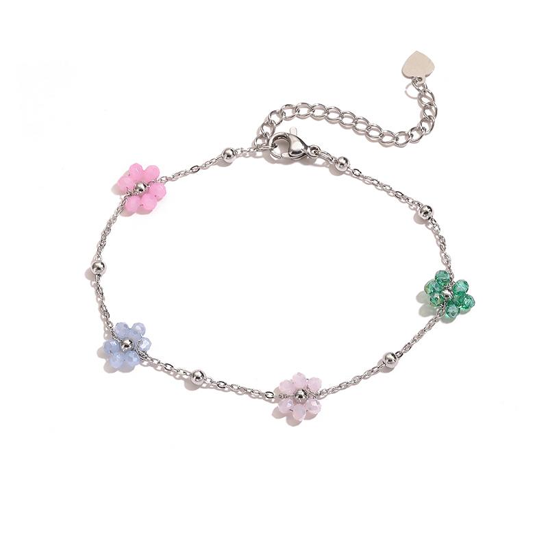 

HECHENG,18K Golden-Plated Copper Necklace Bracelet Colourful Artificial Crystals Flower Chain Jewellery Ladies Gifts Other