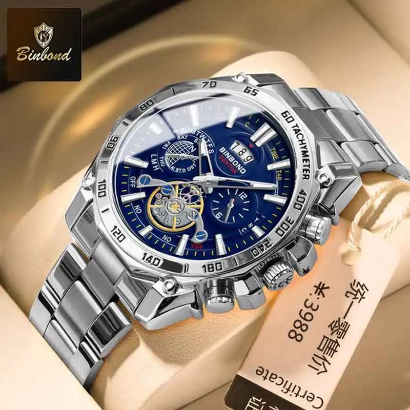 BINBOND Top Brand Business Luxury Quartz Mans Watches Fashion Creative New Stainless Steel Waterproof Casual Men Wristwatch.