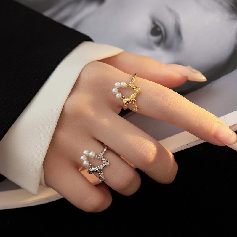 Banyan Tree S925 Silver Teardrop Pearl Ring - Irregular Retro Design, Unique Open Fit for Women