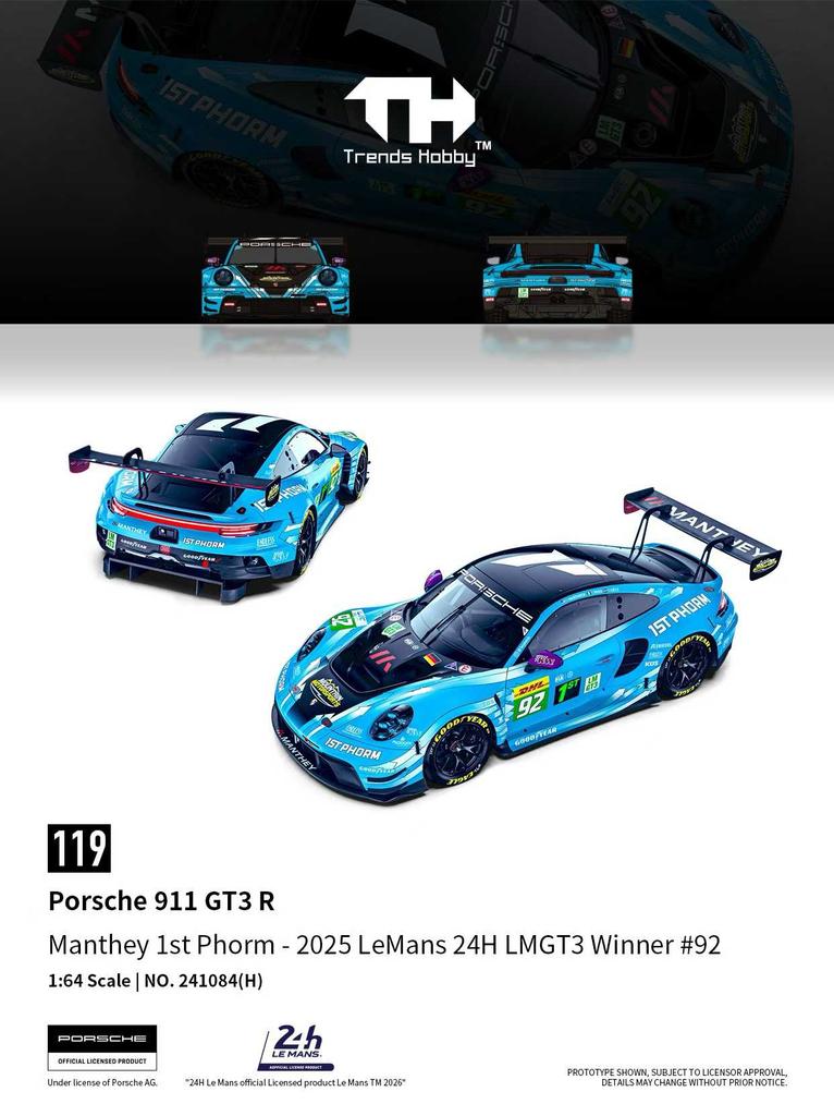 AABKN1 TH-Trends Hobby 1/64 Porsche 911 GT3 R 918 Spyder Lamborghini Huracan GT3 EVO2 Removable Cover Car Alloy Diecast Metal Model