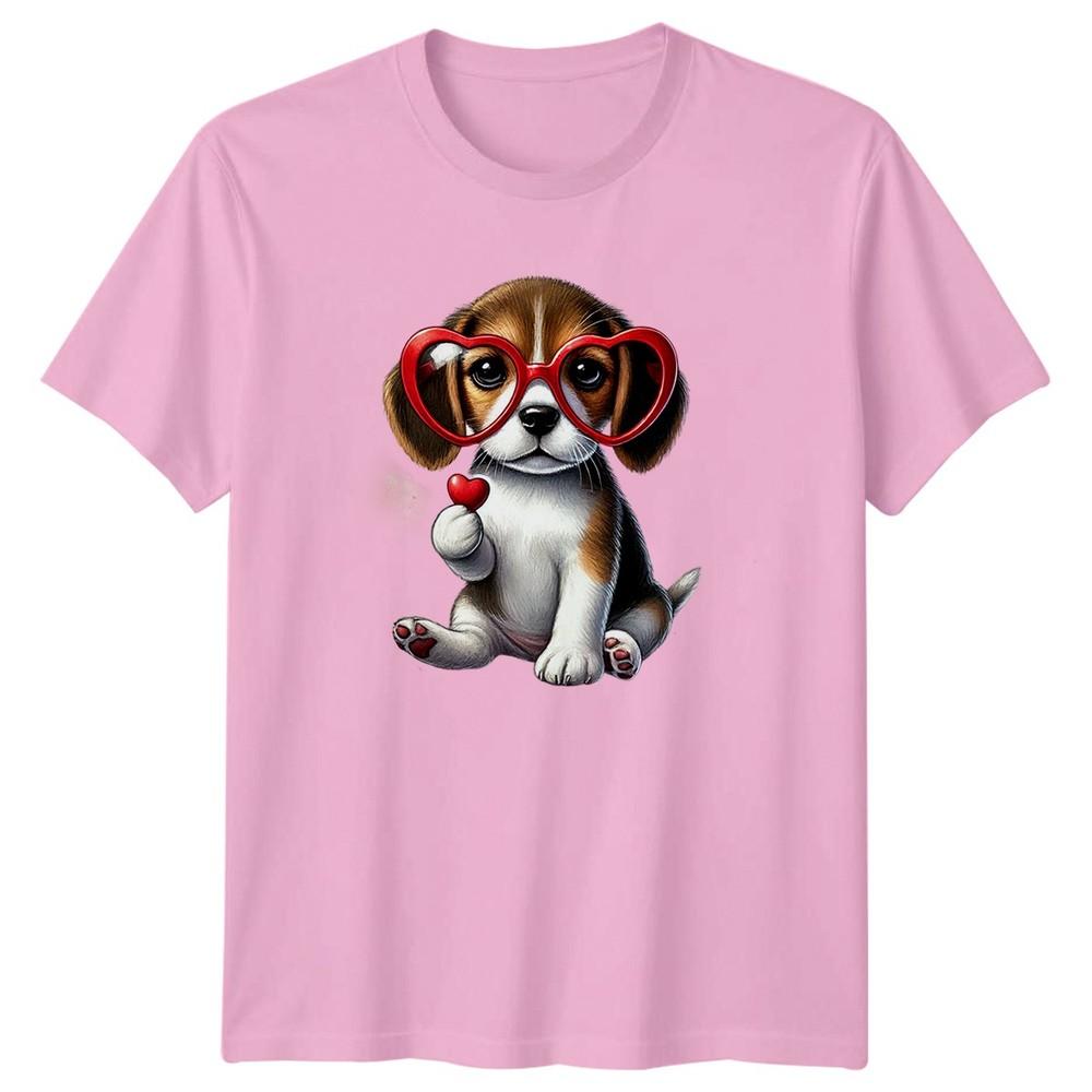 Beagle Puppy Heart Glasses Valentines Day Unisexs TShirt Unisexs Tee Graphic Top