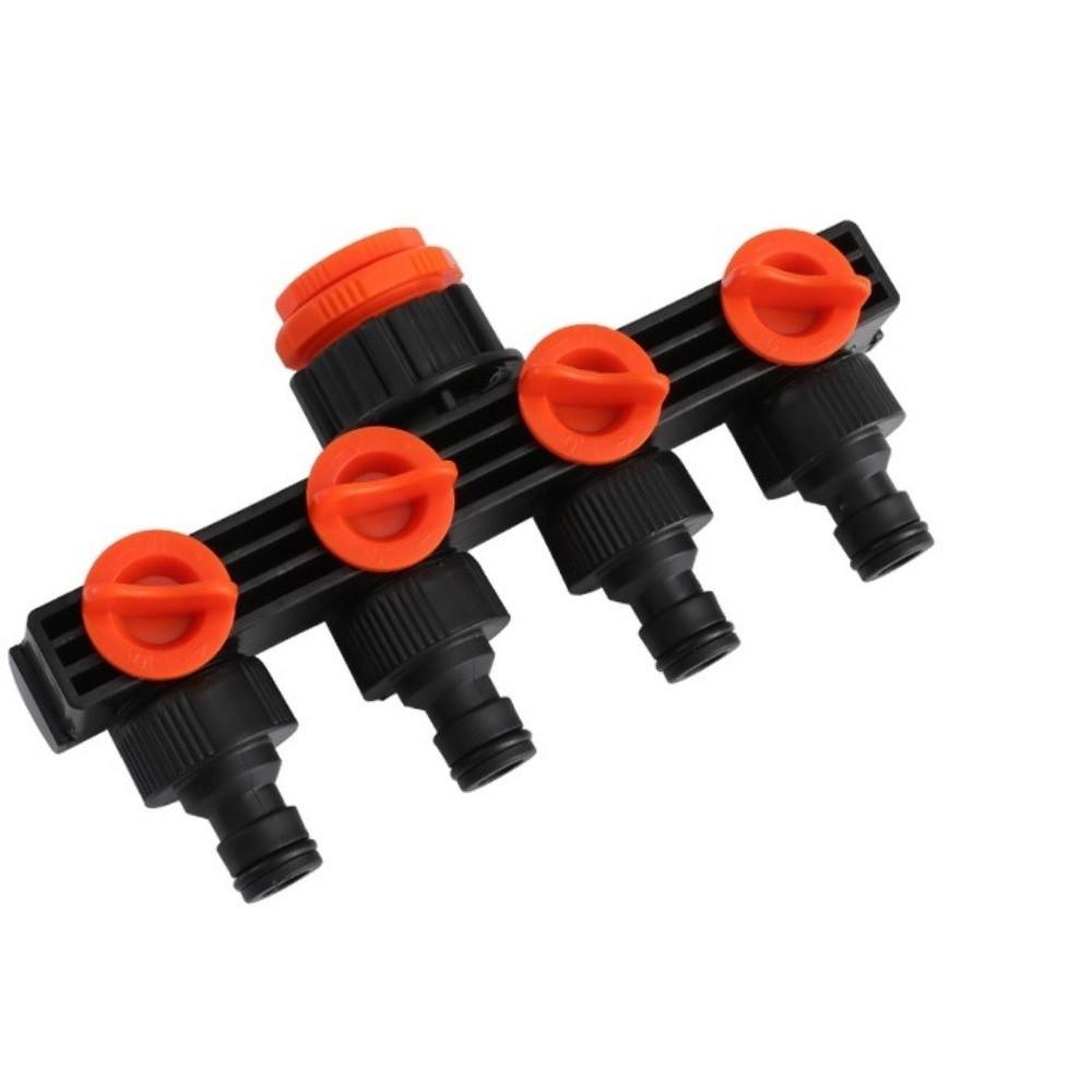 ABS Pipe Splitter,garden Hose Splitter Black and Red 4 Way Water Connector  Outdoor Patio Use