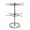 Double Tier Metal Rotating Jewelry Stand Earring Necklace Display Holes Holder Rack