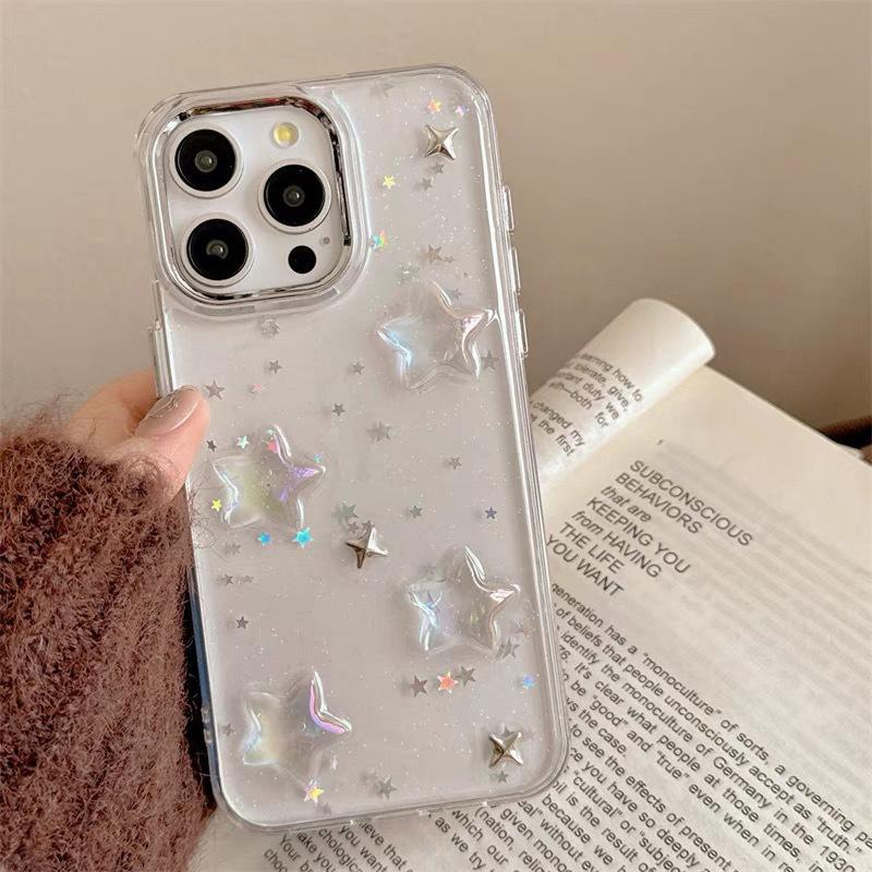 

Star glitter Epoxy mobile phone case for Iphone17Promax transparent Apple 14 soft 15 women s 13 sequins iPhone 7/8/SE 2020