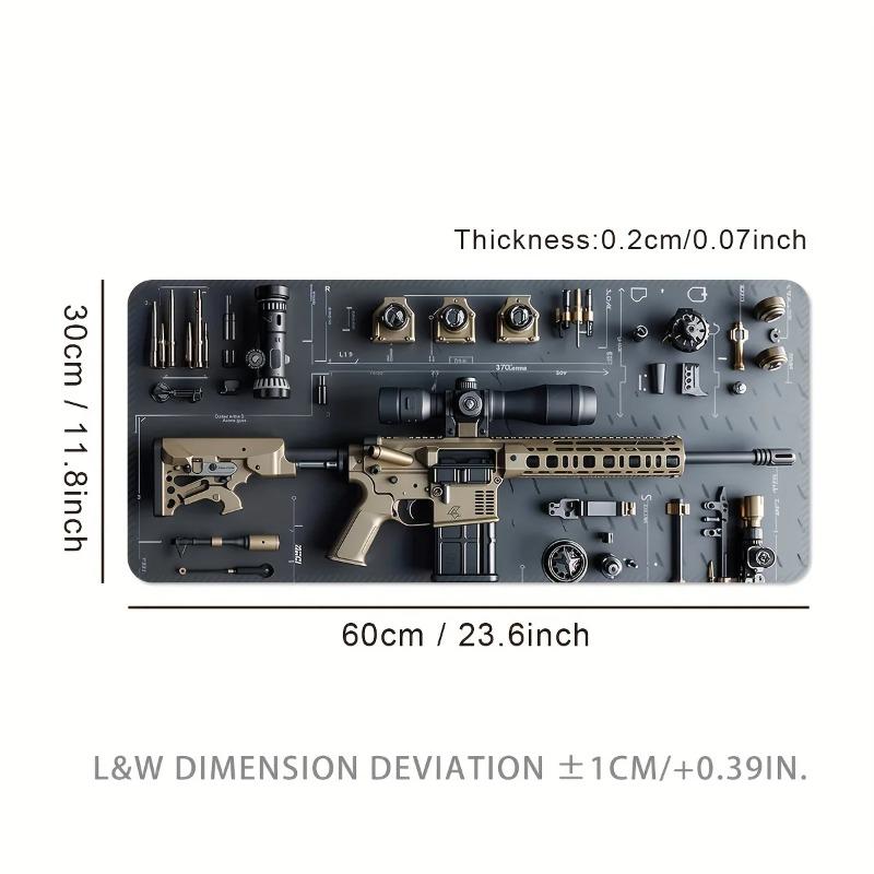 Tappetino per Mouse da Gioco Grande di Precisione Forma Ovale Design Tattico con Pistola Tappetini da Scrivania Fondo in Gomma Antiscivolo 500X1000 Superficie Lavabile Tappetino per Ufficio