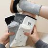 Female Autumn and Winter New Embroidery Bow Lace Polka Dot Wicking in The Tube Stack Socks
