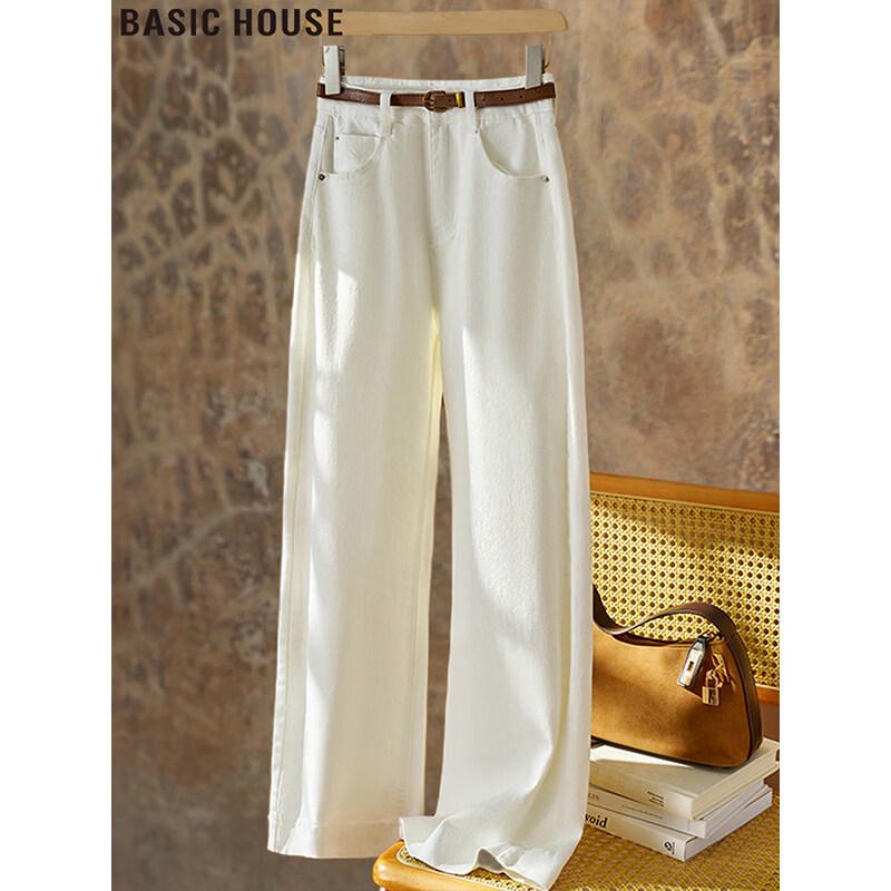 Basic House Women s High-Waist Wide-Leg Straight Jeans S